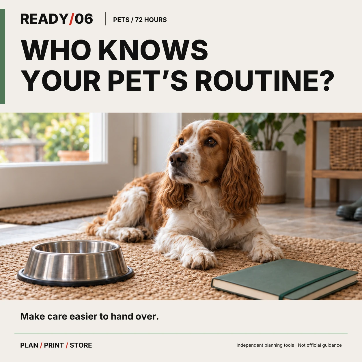 WHO KNOWS YOUR PET’S ROUTINE?